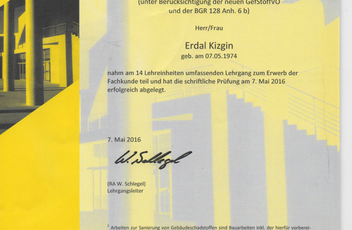 Beispielarbeit von Erdal Kizgin Dienst am Bau NRW - veröffentlicht auf Bauunternehmen.org